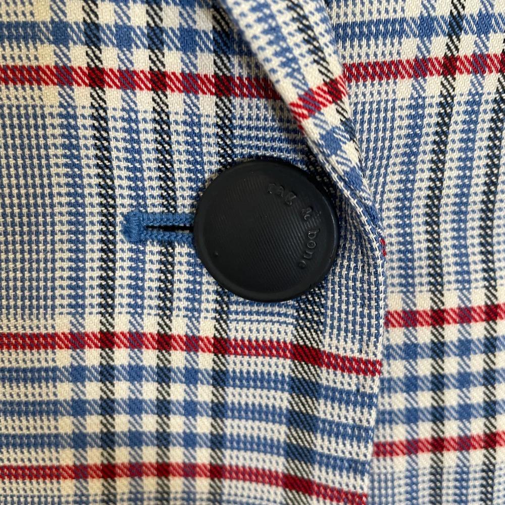 Rag & Bone Elise Wool Check Blazer Jacket Gray Blue Red White Plaid NWT 8 - Picture 5 of 8